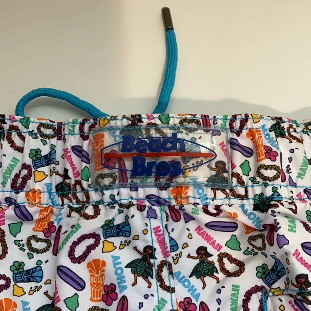 🔥Beach Bros micro hawaii white beach,pool short sz M New